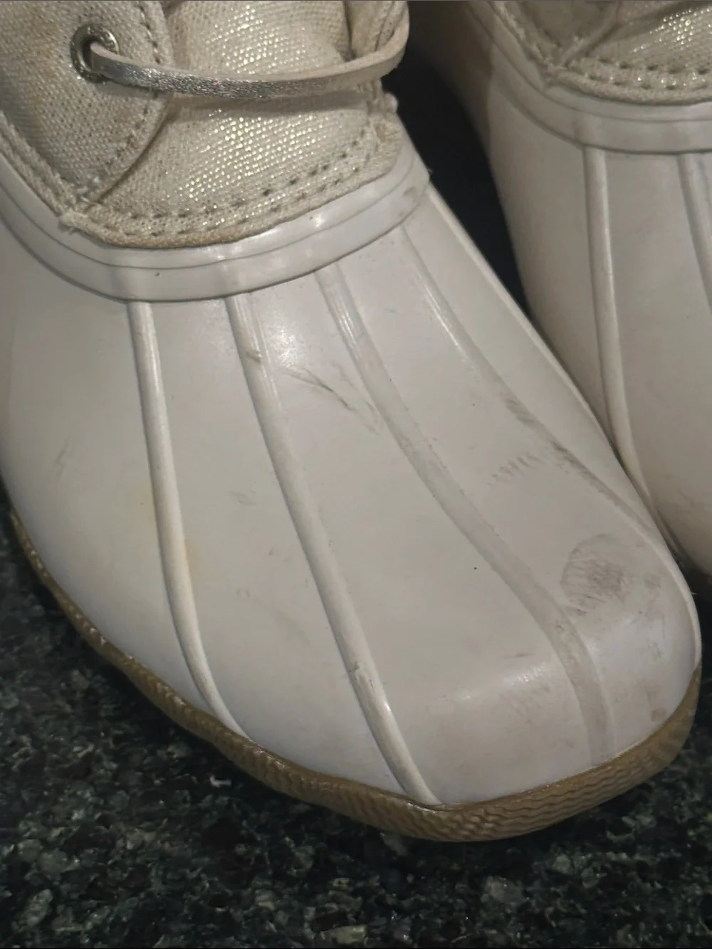 Girls Sperry sport saltwater golden vanilla duck boots sz 3 used